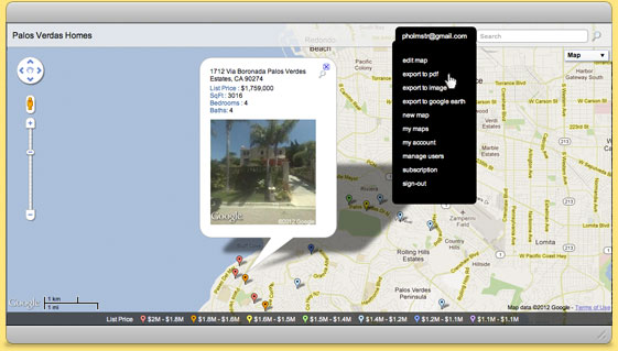 Get access to commercial features such as PDF exporting and Street View with BatchGeo Pro